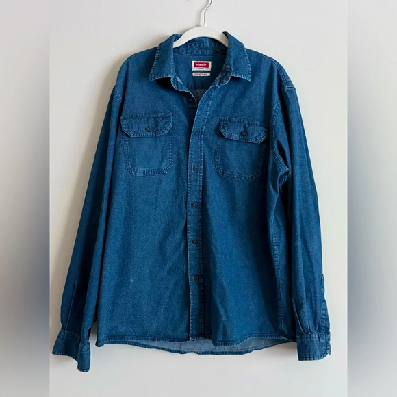 Wrangler Men’s Comfort Flex Denim Button-Up Shirt - Size L - Picture 1 of 11